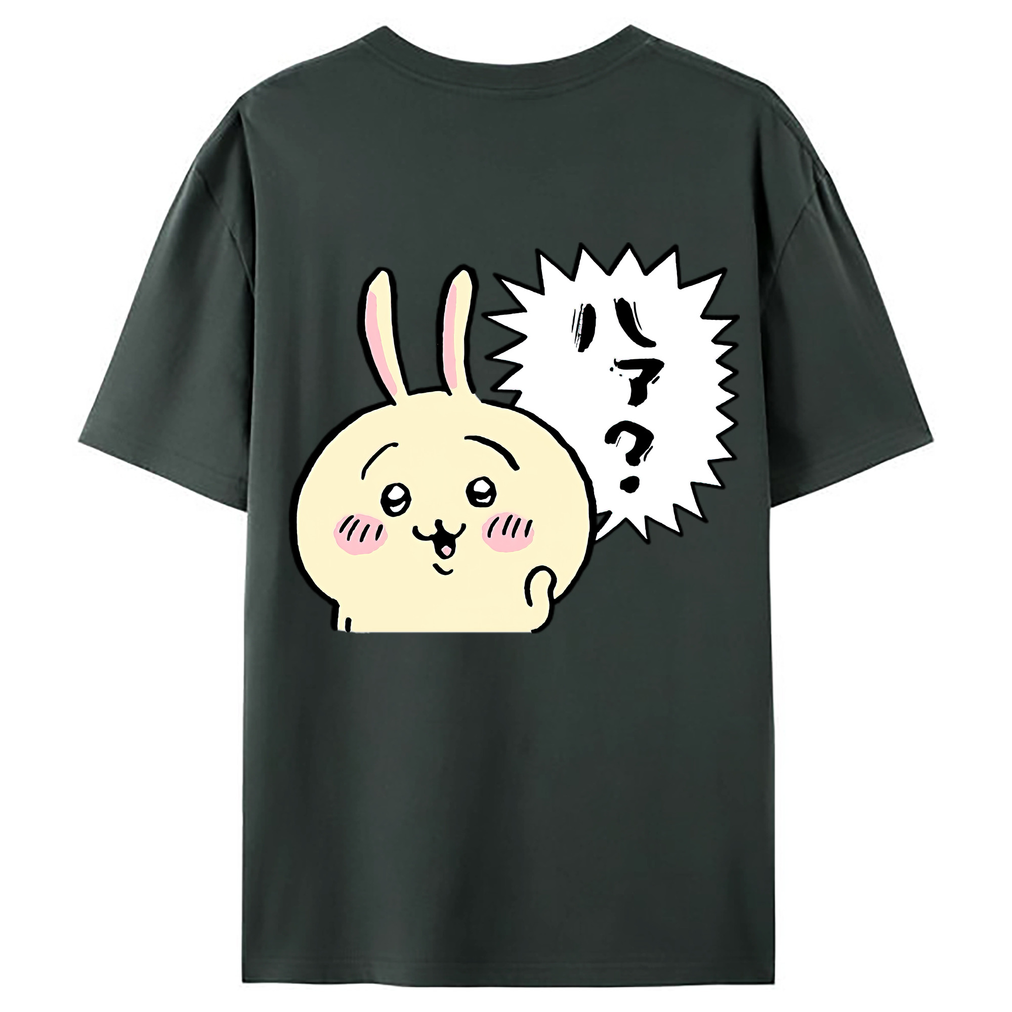 （画像用） ちいかわ うさぎ Chii-kawa usagi 綿100％ メンズ半袖Tシャツ（バックプリント） 通気性